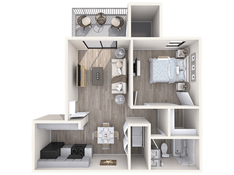 Floor plan for 1 bed, 1 bath, 650 sqft
